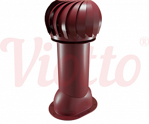 Труба вентиляционная для готовой мягкой и фальцевой кровли c турбодефлектором неутепленная d=150-650 Viotto красный (RAL 3005)