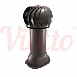 Труба вентиляционная для металлочерепицы c турбодефлектором неутепленная d=125-650 Viotto серо-коричневый (RAL 8019)
