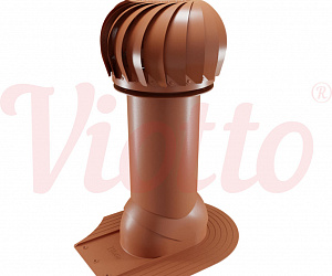 Труба вентиляционная для мягкой кровли при монтаже c турбодефлектором утепленная d=125-650 Viotto медно-коричневый (RAL 8004)