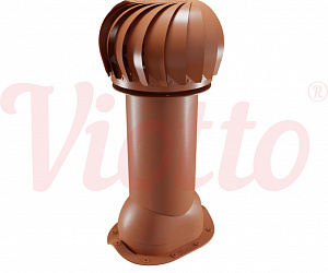 Труба вентиляционная для металлочерепицы c турбодефлектором неутепленная d=125-650 Viotto медно-коричневый (RAL 8004)