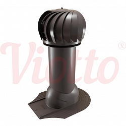 Труба вентиляционная для мягкой кровли при монтаже c турбодефлектором утепленная d=125-650 Viotto серо-коричневый (RAL 8019)