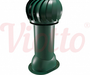 Труба вентиляционная для готовой мягкой и фальцевой кровли c турбодефлектором неутепленная d=150-650 Viotto зеленый (RAL 6005)