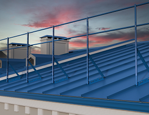 Ограждение кровли ROLLED Оптимальное на Фальцевую кровлю H=1200мм L=3000мм с 2-я трубами