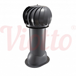 Труба вентиляционная для готовой мягкой и фальцевой кровли c турбодефлектором неутепленная d=150-650 Viotto серый (RAL 7024)