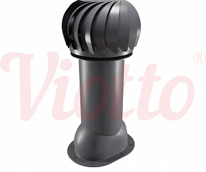 Труба вентиляционная для готовой мягкой и фальцевой кровли c турбодефлектором неутепленная d=150-650 Viotto серый (RAL 7024)