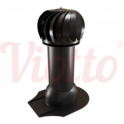 Труба вентиляционная для мягкой кровли при монтаже c турбодефлектором неутепленная d=125-650 Viotto черный (RAL 9005)