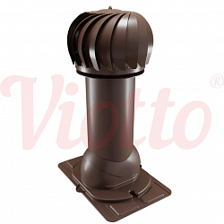 Труба вентиляционная с универсальным проходным элементом c турбодефлектором неутепленная d=125-650 Viotto коричневый (RAL 8017)