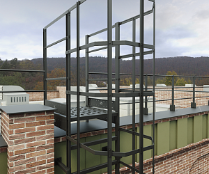 Вертикальная пожарная лестница П1-2 с площадкой 800х800 ROLLED ОЦ L=3500мм ГОСТ Р 53254-2009 