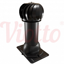 Труба вентиляционная с универсальным проходным элементом c турбодефлектором утепленная d=110-550 Viotto черный (RAL 9005)