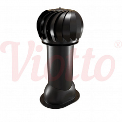 Труба вентиляционная для готовой мягкой и фальцевой кровли c турбодефлектором неутепленная d=125-650 Viotto черный (RAL 9005)
