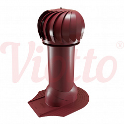 Труба вентиляционная для мягкой кровли при монтаже c турбодефлектором неутепленная d=125-650 Viotto красный (RAL 3005)