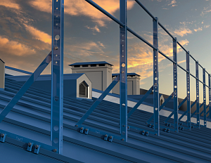 Ограждение кровли ROLLED Оптимальное на Фальцевую кровлю H=1200мм L=2000мм с 2-я трубами