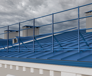 Ограждение кровли ROLLED Оптимальное на Фальцевую кровлю H=1200 L=3000мм со снегозадержанием с 2-я доп.трубами