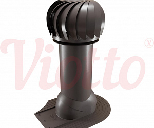 Труба вентиляционная для мягкой кровли при монтаже c турбодефлектором неутепленная d=110-550 Viotto серо-коричневый (RAL 8019)
