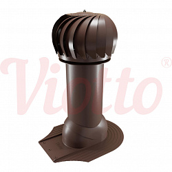 Труба вентиляционная для мягкой кровли при монтаже c турбодефлектором утепленная d=110-550 Viotto коричневый (RAL 8017)