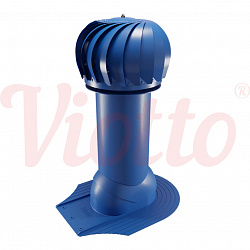 Труба вентиляционная для мягкой кровли при монтаже c турбодефлектором утепленная d=110-550 Viotto сигнально-синий (RAL 5005)