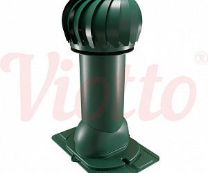 Труба вентиляционная с универсальным проходным элементом c турбодефлектором неутепленная d=150-650 Viotto зеленый (RAL 6005)