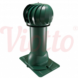 Труба вентиляционная с универсальным проходным элементом c турбодефлектором неутепленная d=110-550 Viotto зеленый (RAL 6005)