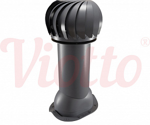 Труба вентиляционная для металлочерепицы c турбодефлектором утепленная d=110-550 Viotto серый (RAL 7024)