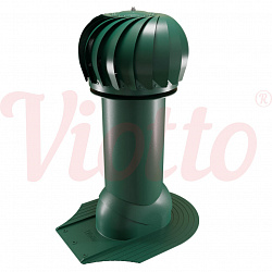 Труба вентиляционная для мягкой кровли при монтаже c турбодефлектором неутепленная d=110-550 Viotto зеленый (RAL 6005)