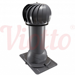 Труба вентиляционная с универсальным проходным элементом c турбодефлектором утепленная d=110-550 Viotto серый (RAL 7024)