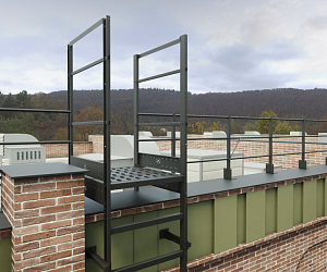 Вертикальная пожарная лестница П1-1 с площадкой 800х800 ROLLED ОЦ L=3500мм ГОСТ Р 53254-2009 