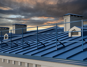 Ограждение кровли ROLLED Оптимальное на Фальцевую кровлю H=900 L=3000мм с 1-ой доп.трубой