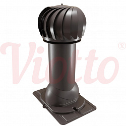 Труба вентиляционная с универсальным проходным элементом c турбодефлектором утепленная d=125-650 Viotto серо-коричневый (RAL 8019)