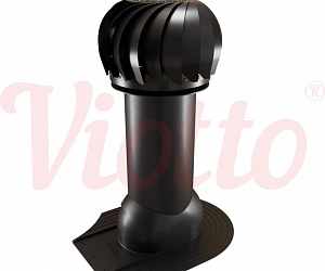 Труба вентиляционная для мягкой кровли при монтаже c турбодефлектором утепленная d=125-650 Viotto черный (RAL 9005)