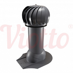 Труба вентиляционная для мягкой кровли при монтаже c турбодефлектором неутепленная d=125-650 Viotto серый (RAL 7024)