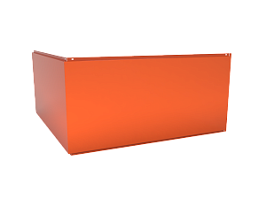 Угловая кассета 1740х530 открытого типа, толщина 1,2 мм, RAL 2004 (Чистый оранжевый)