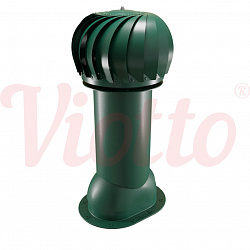 Труба вентиляционная для готовой мягкой и фальцевой кровли c турбодефлектором неутепленная d=125-650 Viotto зеленый (RAL 6005)