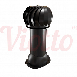 Труба вентиляционная для металлочерепицы c турбодефлектором утепленная d=125-650 Viotto черный (RAL 9005)
